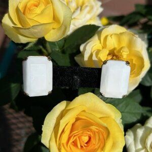 CASTLECLIFF Designer White Milk Glass Gold EARRING